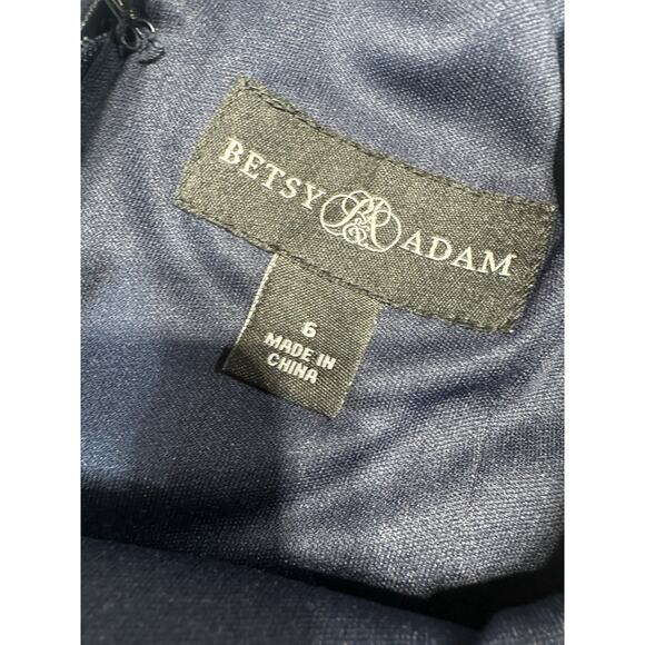 BETSY & ADAM Women Lavender/Navy Tie Neck Chiffon Floral Sleeveless Maxi Dress 6 - Picture 3 of 7